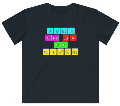 Funny Science Kid's Shirt: Focus on Science Black