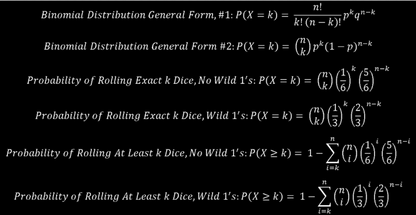 Games of Math Part II: Liar's Dice Formula Sheet