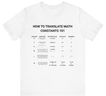 Math Shirt: Math Constants Light