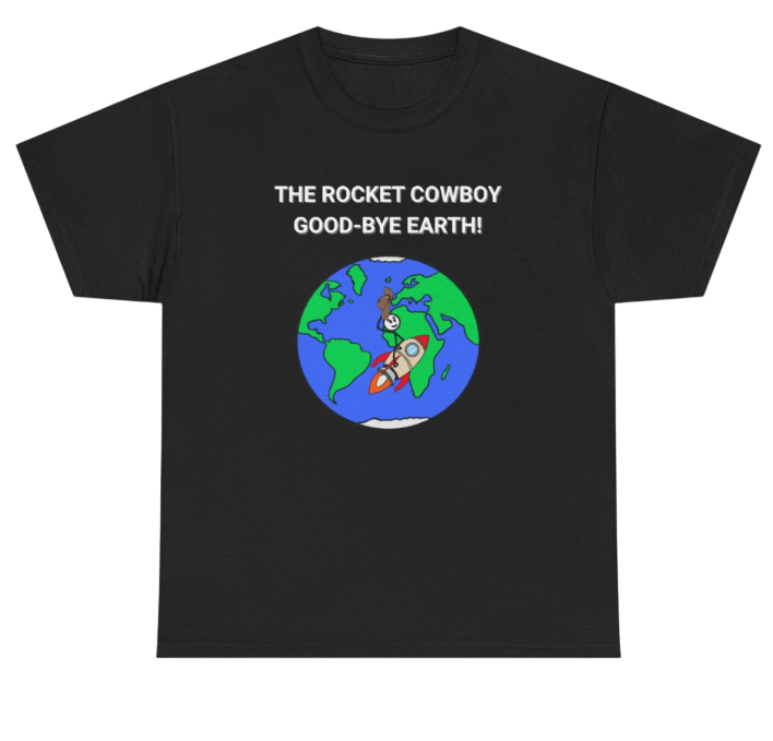 Funny Science Shirt: Rocket Cowboy Black