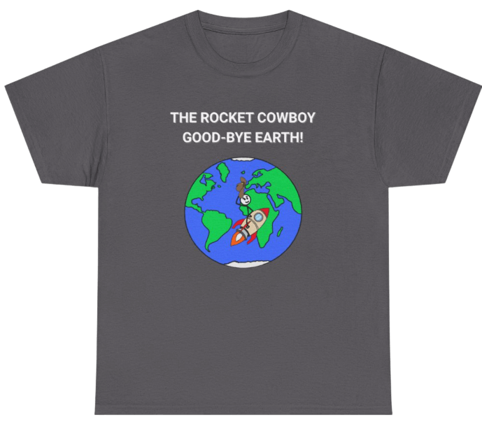 Funny Science Shirt: Rocket Cowboy Grey